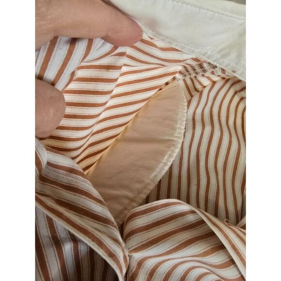 Vintage Red & White Striped Button-Down Shirt Embroidered Accents granny core - Picture 10 of 11